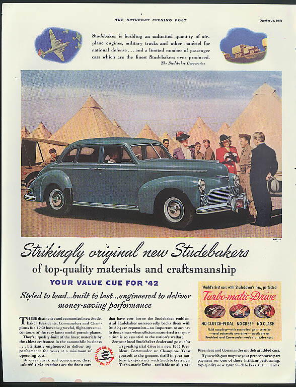 Strikingly original new Studebaker ad 1942 Saturday Evening Post