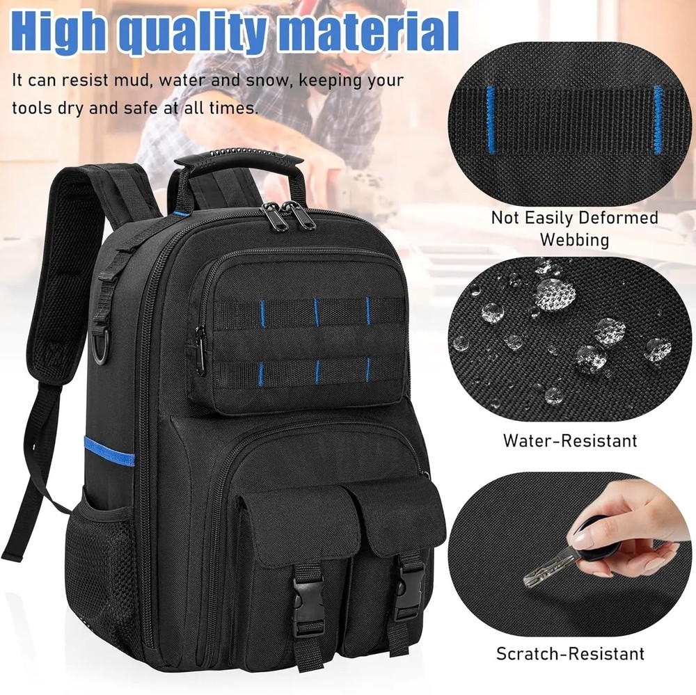 Waterproof Tool Backpack Tool Bag Rubber Base Heavy Duty Tool Organizer Electric