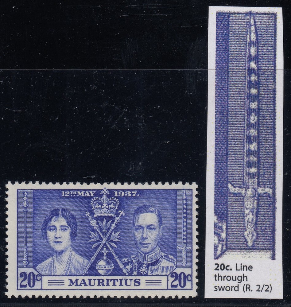 Mauritius, SG 251a, MLH "Line through Sword" variety
