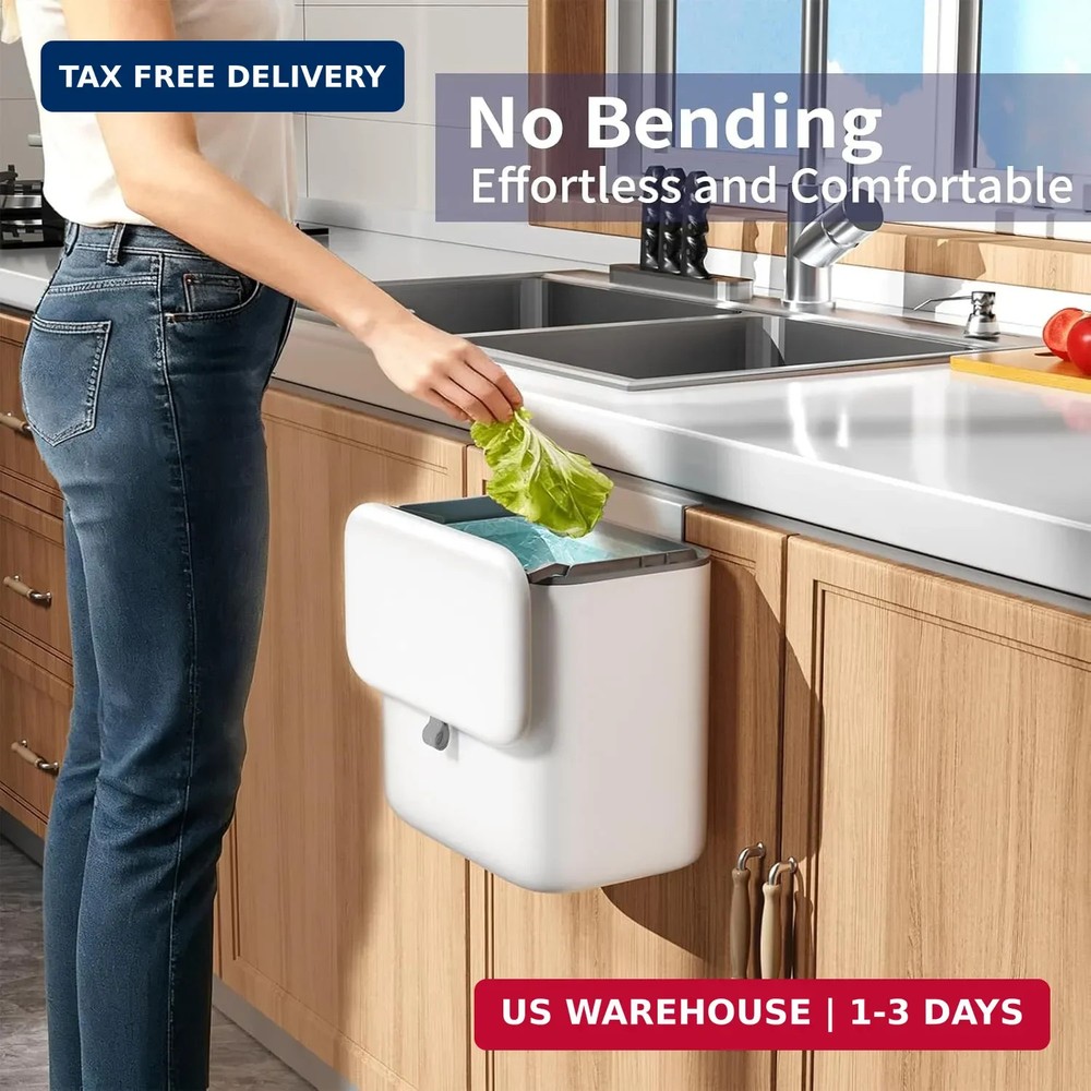 Compost Bin Kitchen for Countertop or Under Sink, 2.6 Gallon Hanging Small Trash