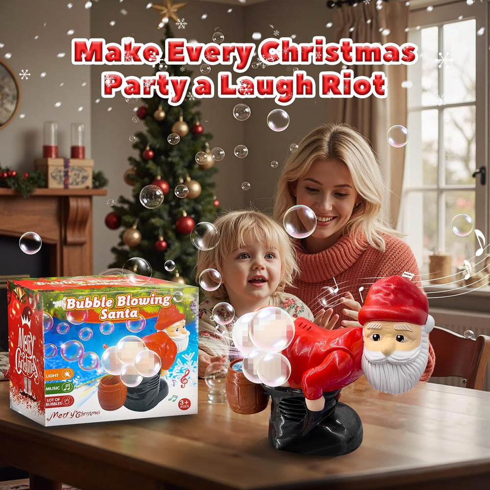 Musical Santa Bubble Blower 2 Pcs Bubble Blowing Santa Bubble Machine with Flash