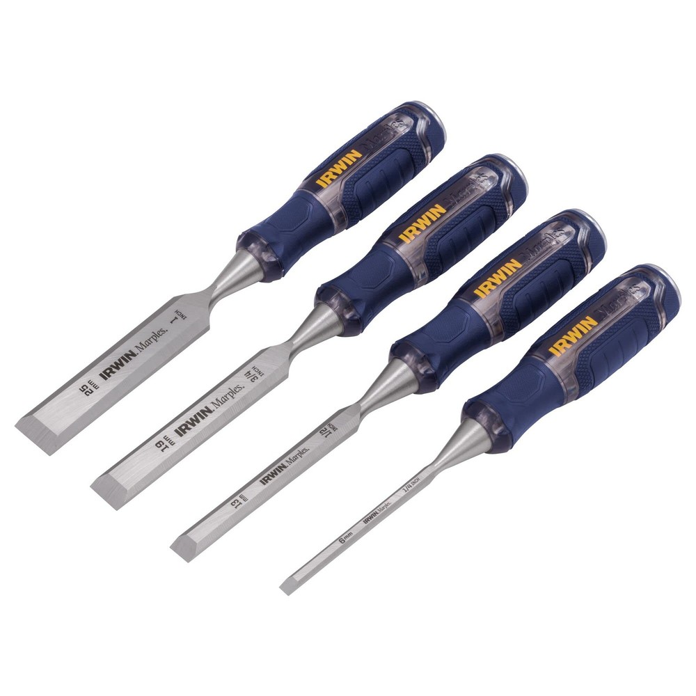 IRWIN Marples Wood Chisel Set, 4-Pack, Extra-Long Strike Cap, Durable