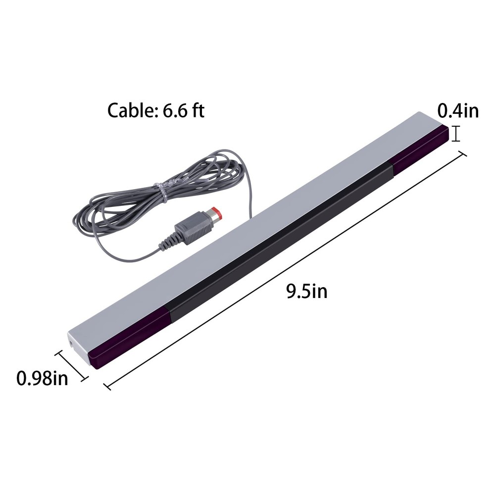 Aokin Sensor Bar for Wii, Replacement Wired Infrared Ray Silver/Black