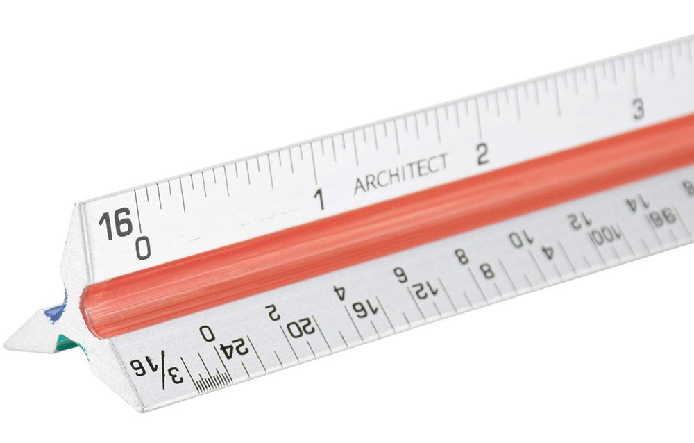 3 Pack Architectural Scale Ruler, 12" Triangular Architect Scale Aluminum Col...