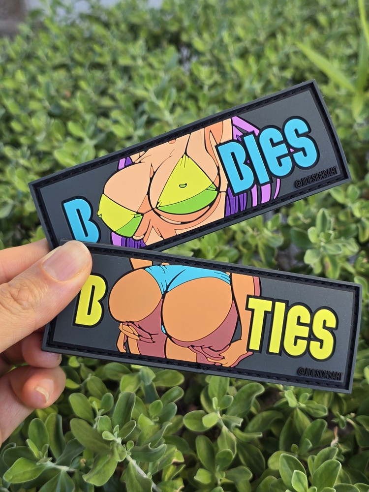 Boobies and Booties Tactical Hook And Loop Patch Set Of 2