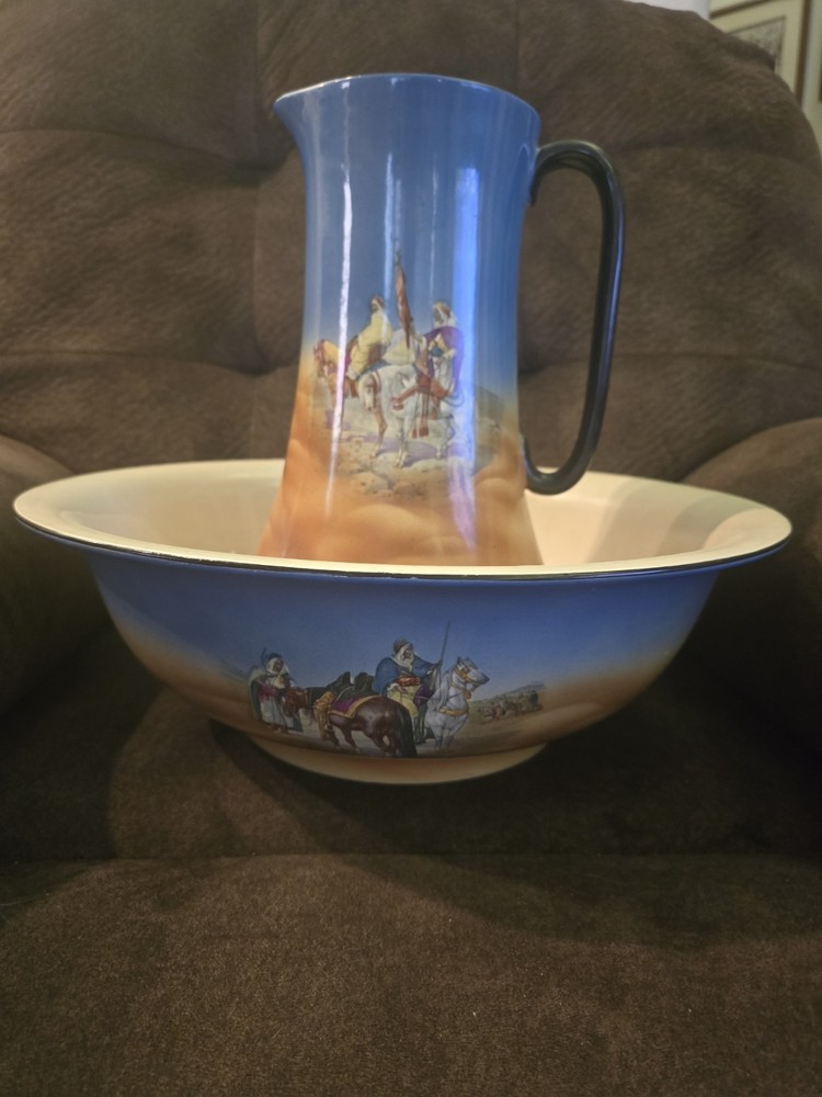 ARABIAN HORSES PITCHER AND BOWL SET