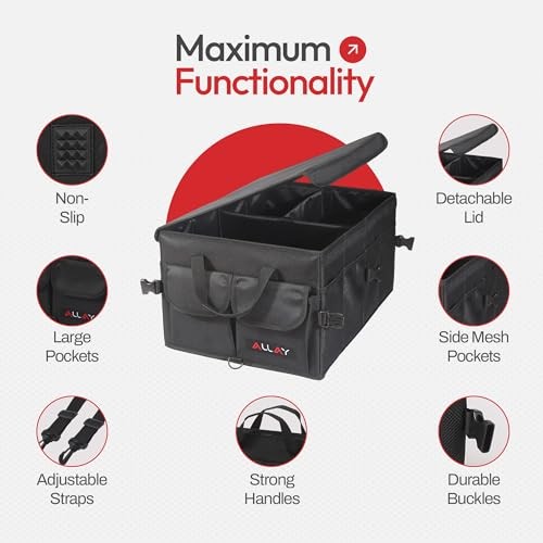 Trunk Organizer for Car with Lid – Foldable SUV Trunk Organizer – Standard