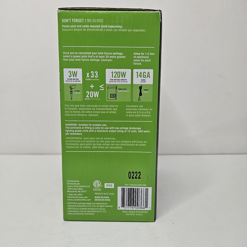 Portfolio Landscape Path Light LED Black Finish.