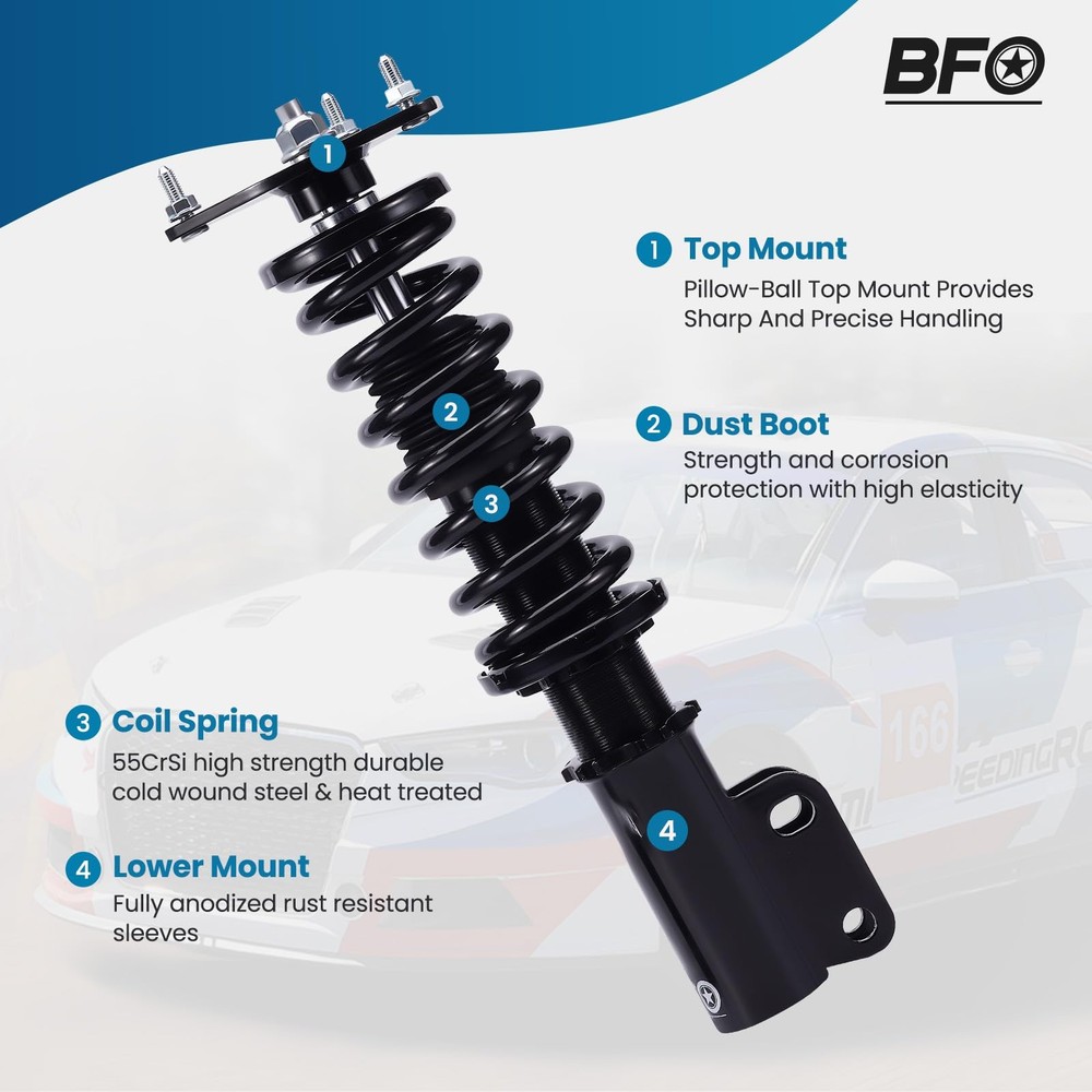 Corolla E90 Coilovers Adjustable Height Lowering Kit Black 1987-1999
