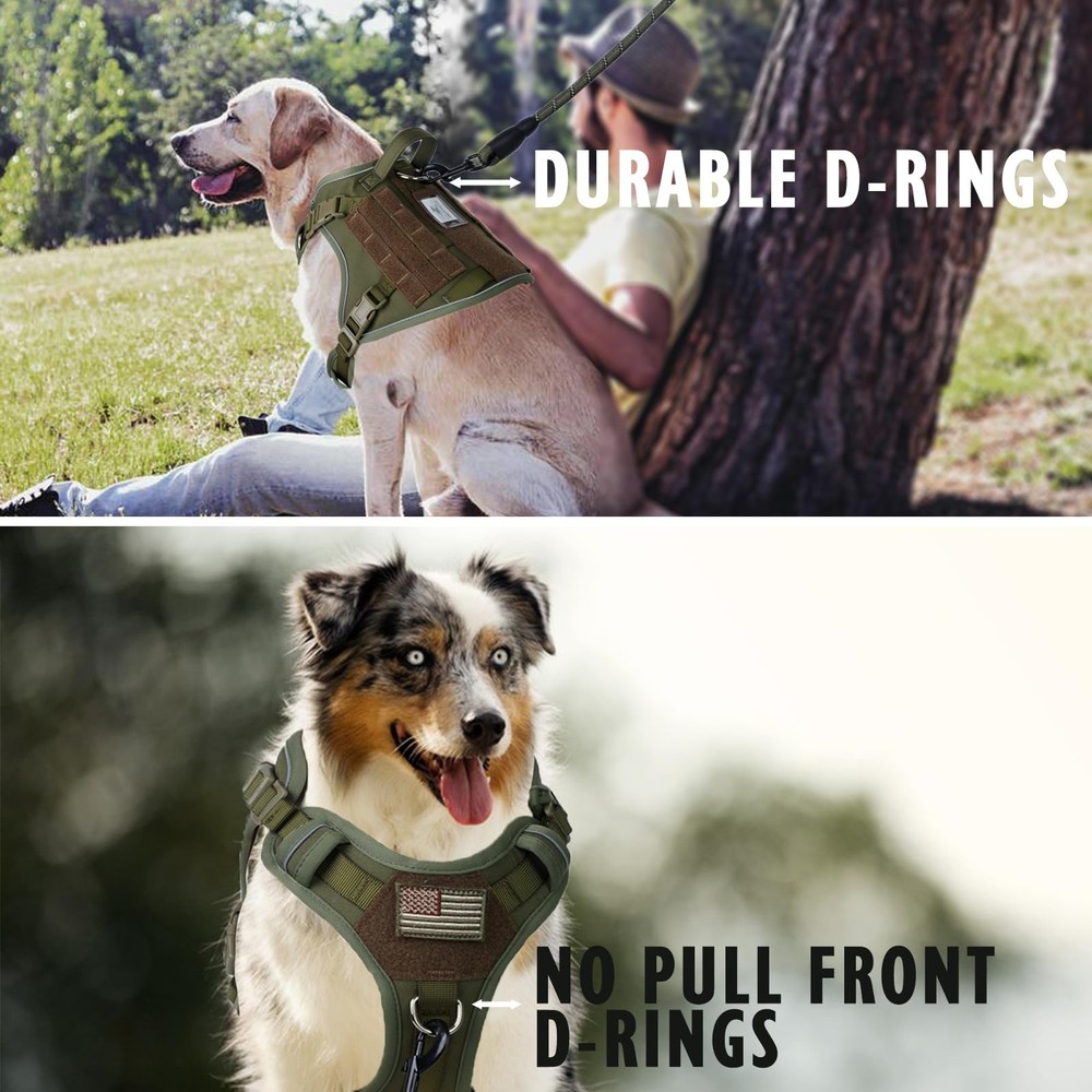 Tactical Dog Harness with Laesh Set，No-Pull Fit Dog Vest with Hook & Loop Pan...