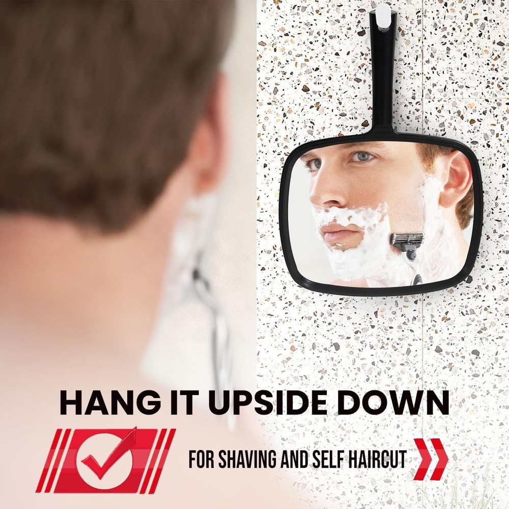 MIRRORVANA Hand Mirror with Ergonomic Handle - Handheld Mirror for Makeup, Ho...