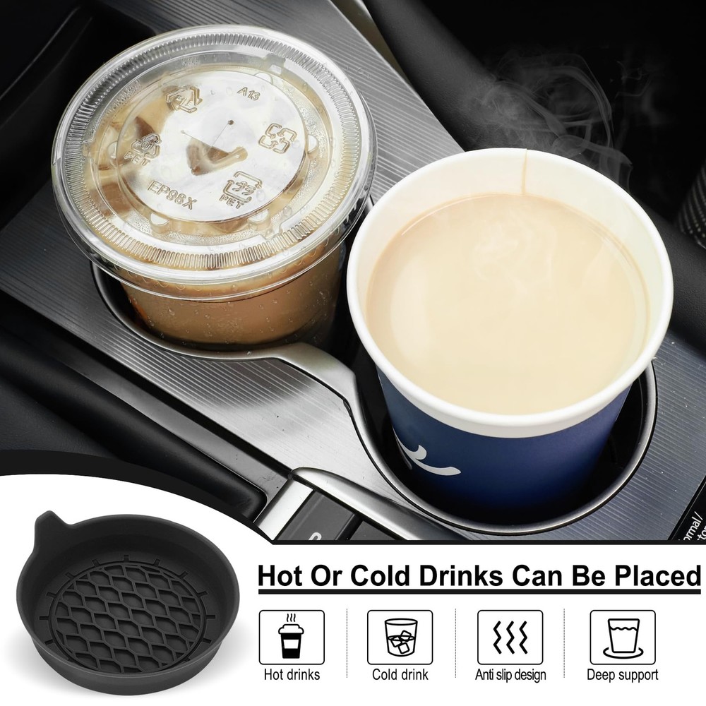 SINGARO Car Cup Holder Coaster, Silicone Insert, Universal Black