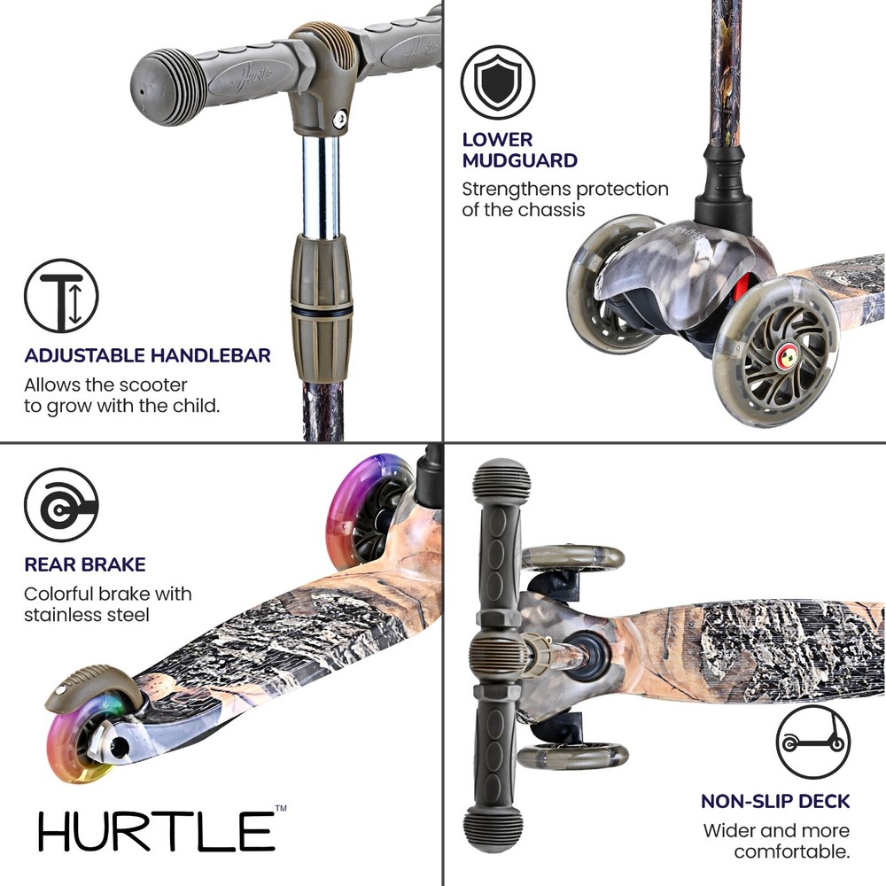 Hurtle Lightweight & Adjustable Mini Kickboard Scooter w/ LED Light Wheel