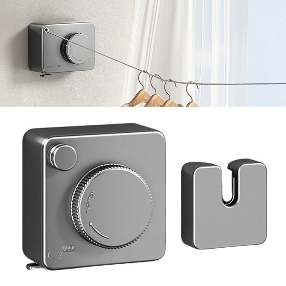 Wall Mounted Invisible Retractable Clothesline Laundry Line Cloth Drying Hanger