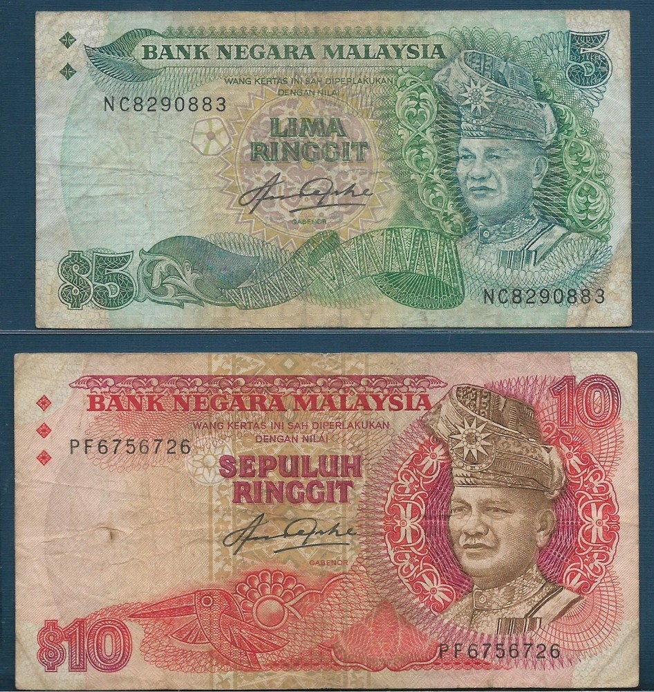 Malaysia 5 10 Ringgit Lot, 1983, P 20 21, VF-