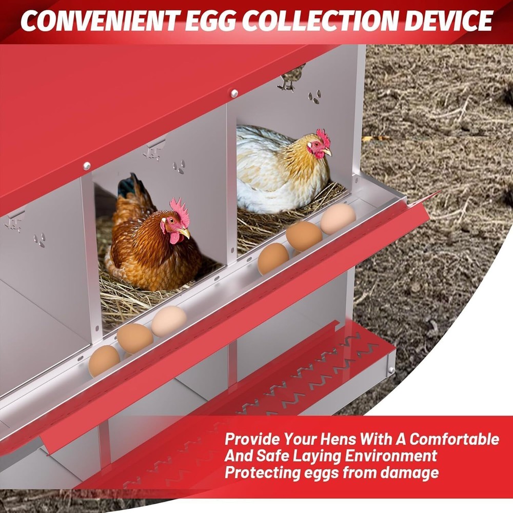 Chicken Nesting Box 6-10 Holes Cleanable, Pull Out Roll Away Metal Nesting Boxes