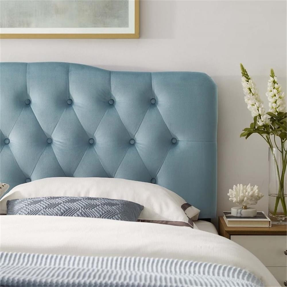Modway Annabel King Diamond Tufted Performance Velvet Headboard in Light Blue