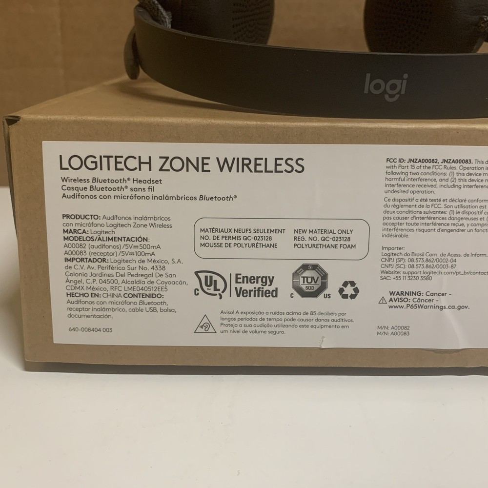 Logitech Zone Wireless Bluetooth Headset - Graphite -Noise Cancel -USB C -Mic
