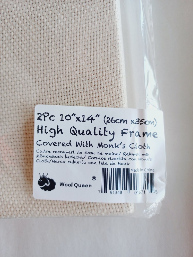 10''x14'' Punch Needle Rug Hooking Frame Covered with Monk's Cloth 2 Pack
