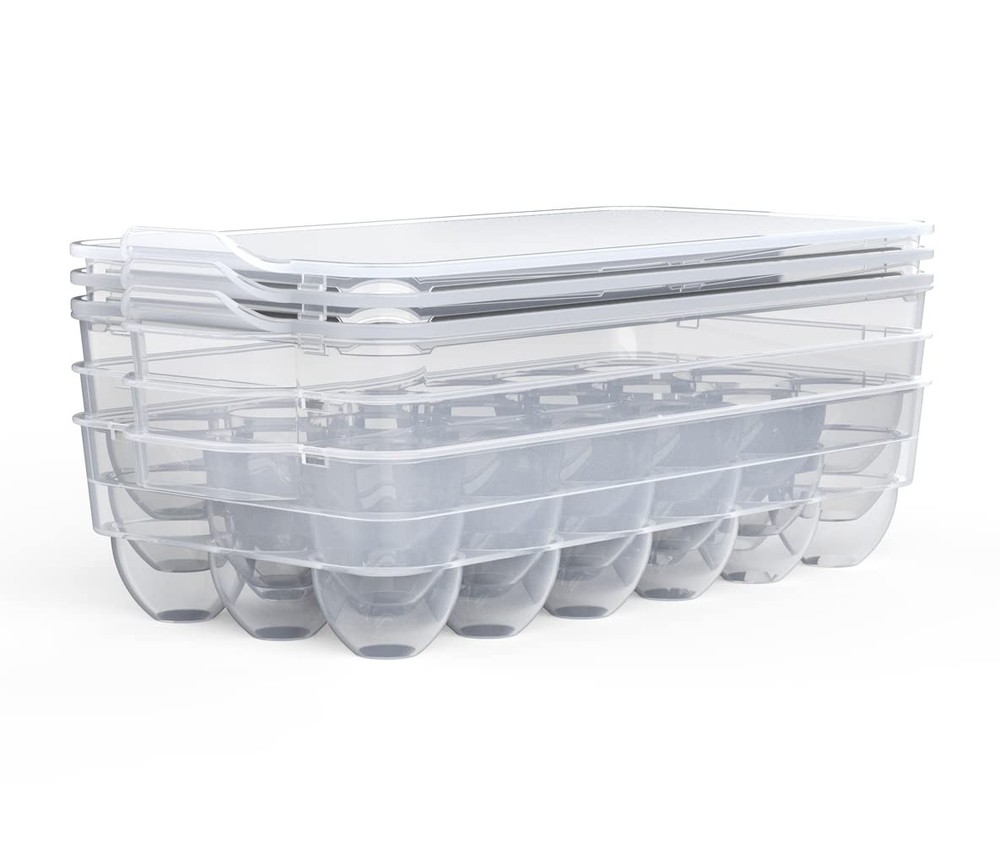 Clear Covered Egg Holder 3-Pack, Plastic Storage for