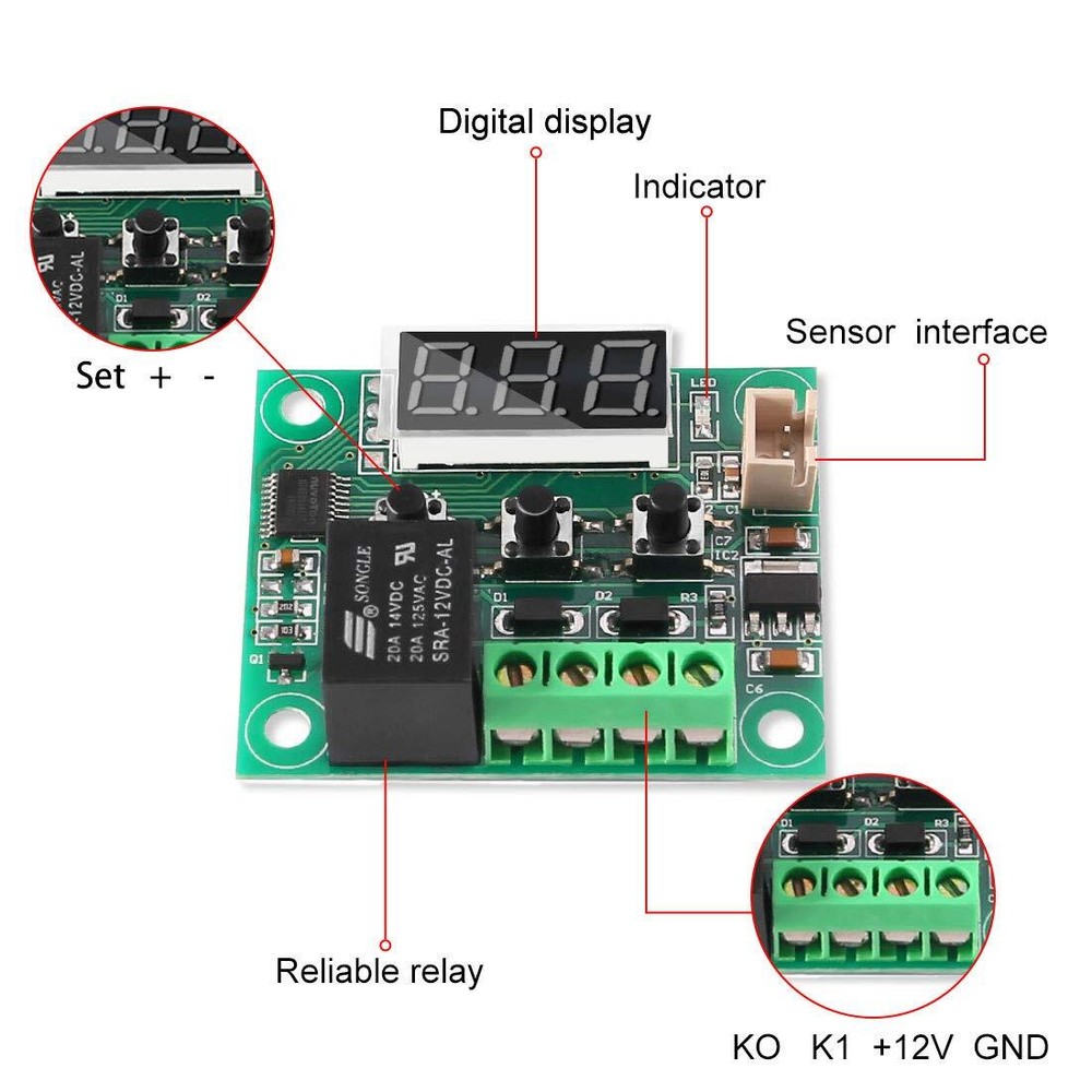 4PC W1209 DC12V Digital Thermostat Temperature Control Switch Sensor With Case
