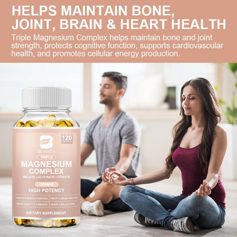 Triple Magnesium Complex 300Mg - Improves Sleep, Energy and Immune Support 120PC