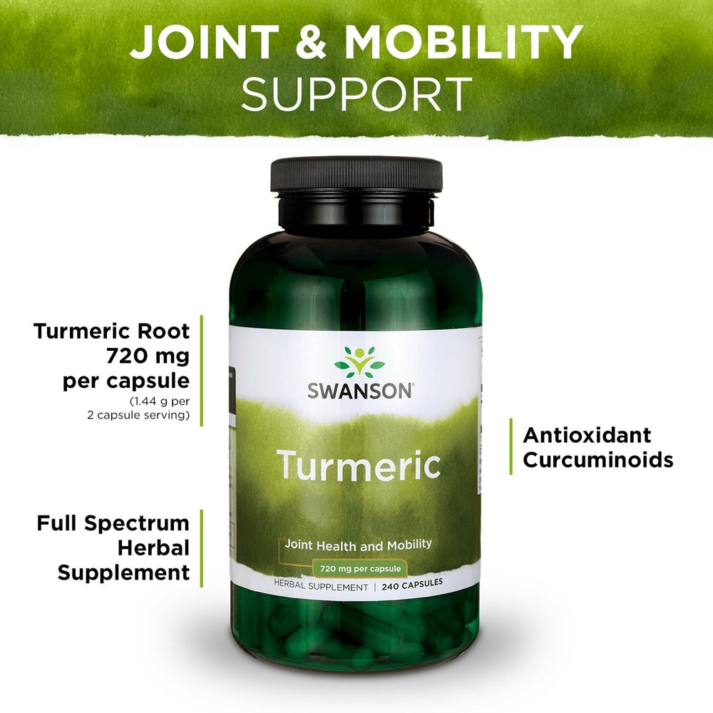 Swanson Turmeric Root Capsules, 720 mg, 240 Count