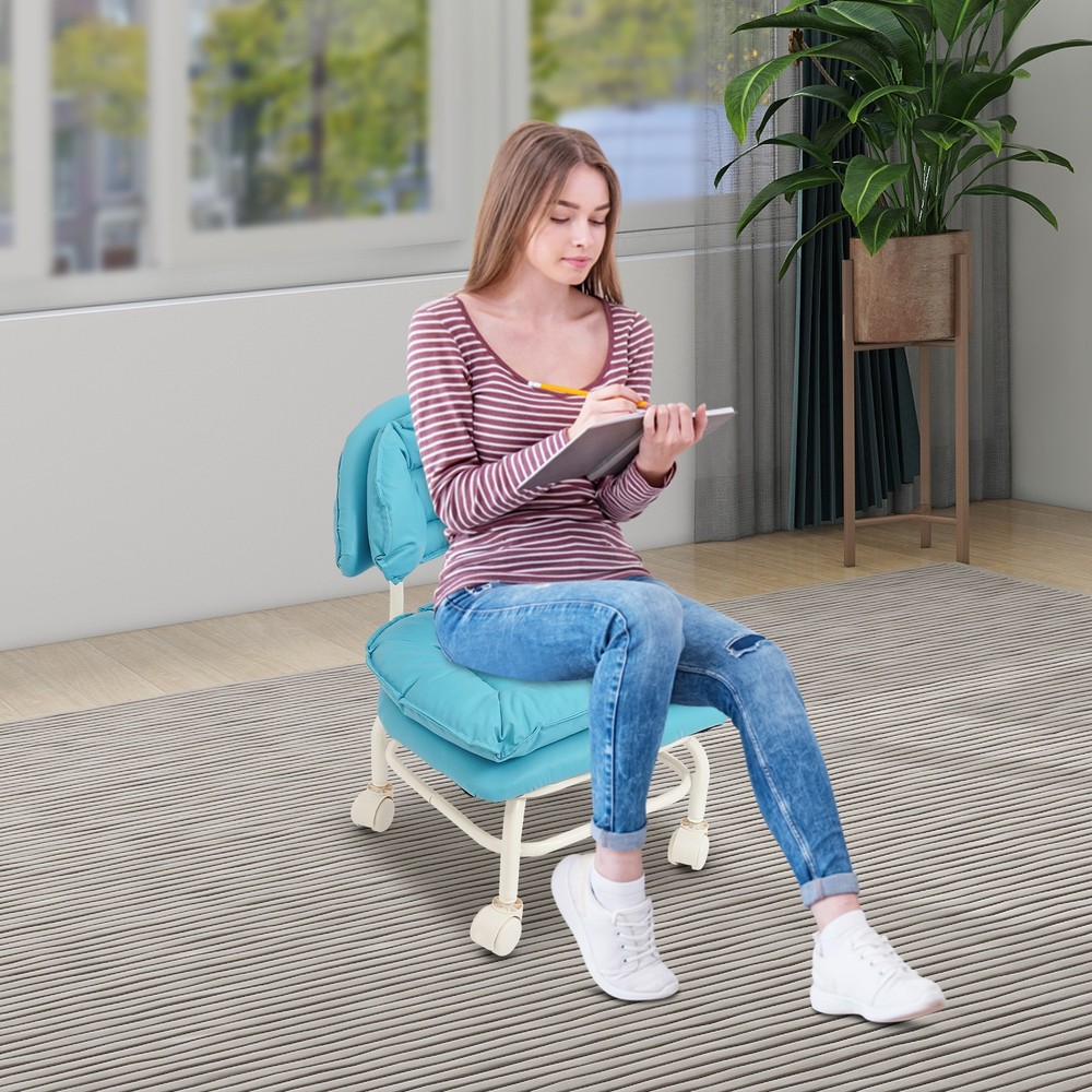 Rolling Stool with Back Rest Heavy Duty Rolling Stool Roller Chair 32x33x55cm