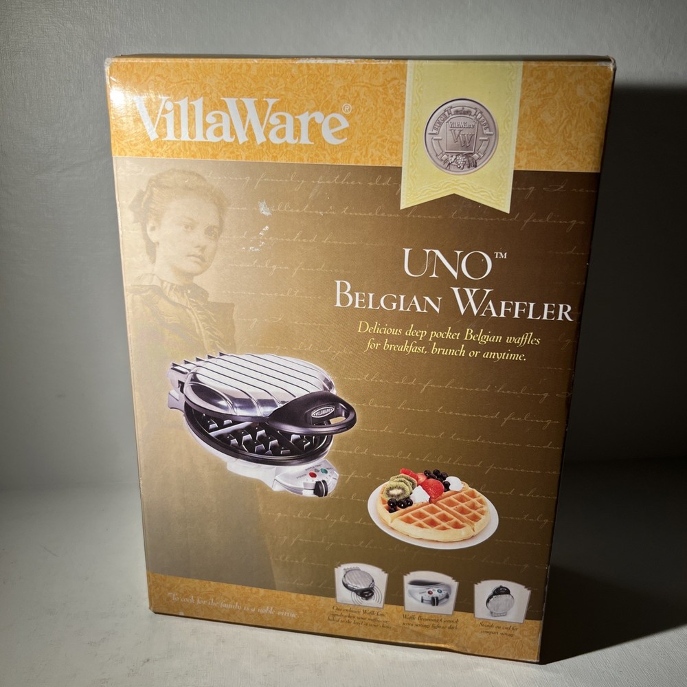 Vintage VillaWare UNO Belgian Waffle Maker Model 2002 New in Box