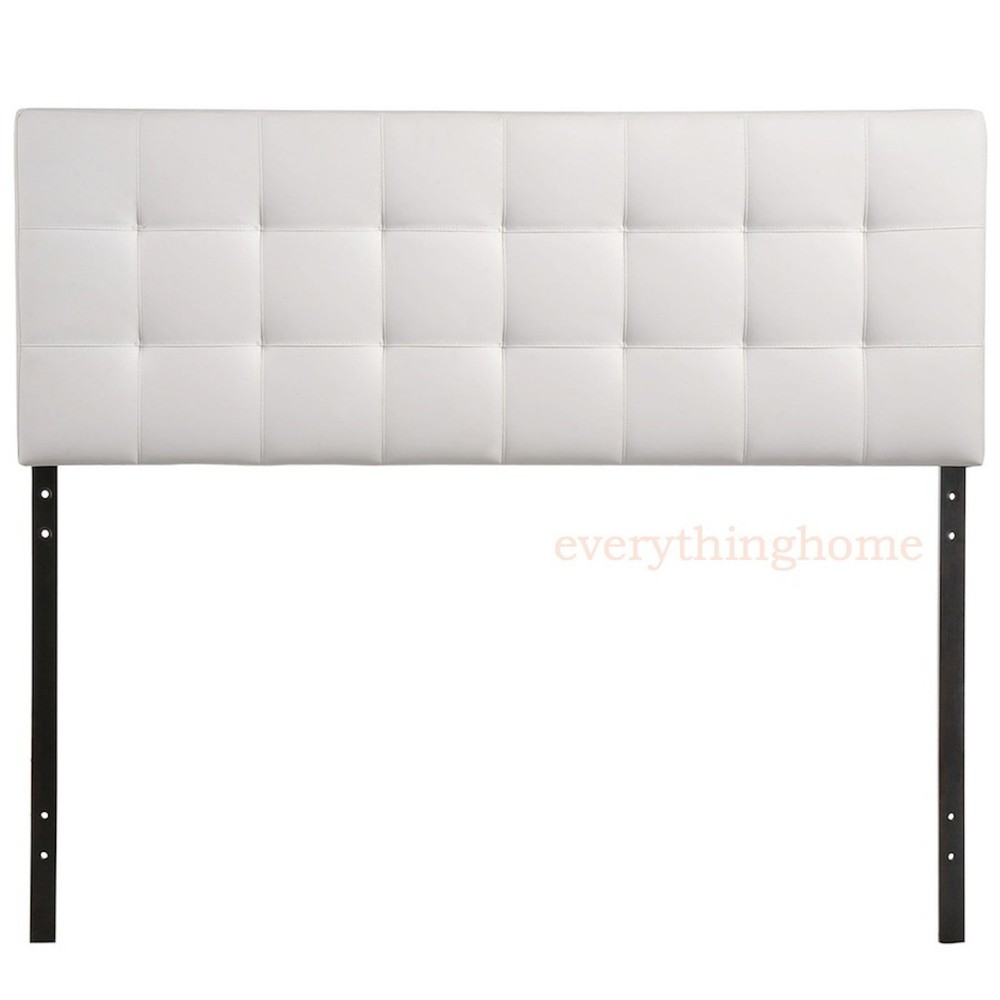 Queen Headboard Brown, Black, White Modern Button Tufted Vinyl Upholstered