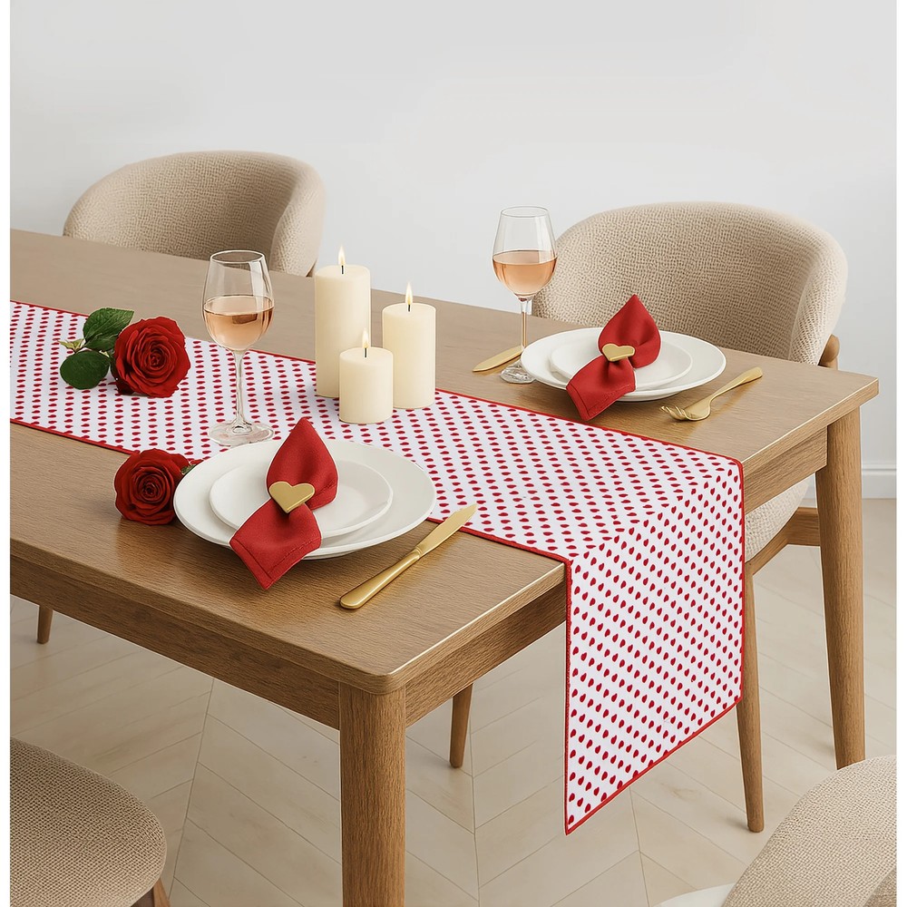 Reversible Hearts Table Runner Cotton