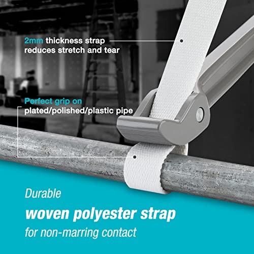 Strap Wrench 12" Handle, Adjustable Nylon Strap Pipe Wrenches, 12 Inch Grey