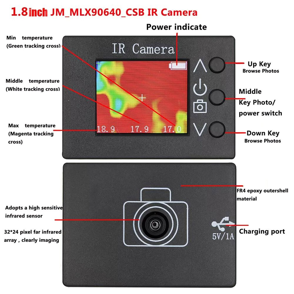 Lightweight Handheld Digital Infrared Thermal Temperature Imager Camera Heating