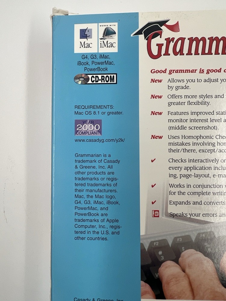 Grammarian 2 For Mac iMac CD-ROM Vintage Grammar Software Program By David Long