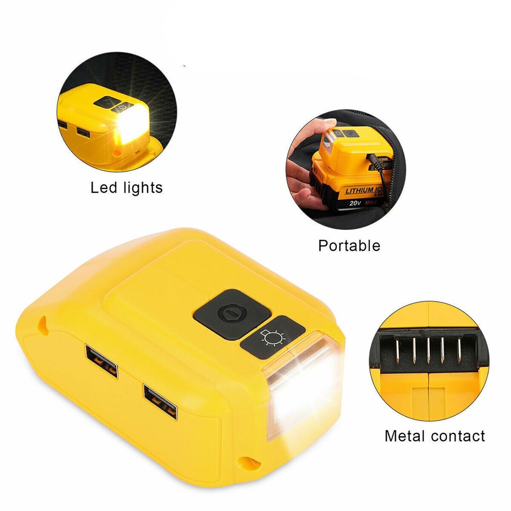 Protable DCB090 Battery Adapter For DEWALT 14.4V-20V USB Power Source Charger