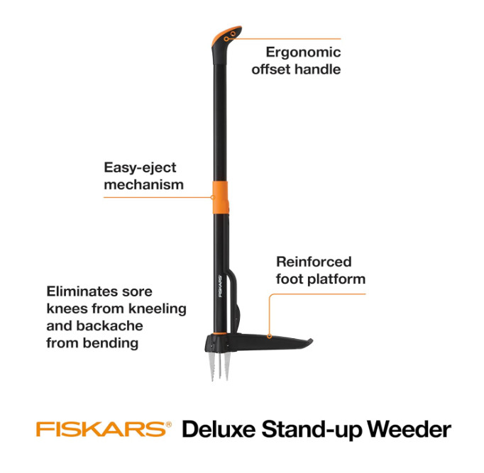 Fiskars 4-Claw Stand-Up Weed Puller, 39" Ergonomic Handle with Easy-Eject