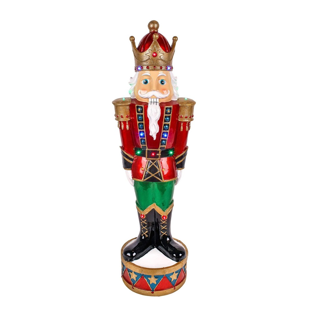 36" Pre-Lit Nutcracker w/Multicolor LED Lights, Hand Painted, Plug-In