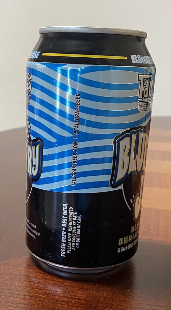 Tallgrass Brewing Blueberry Jam Berliner Weisse Empty Beer Can Bottom Opened 