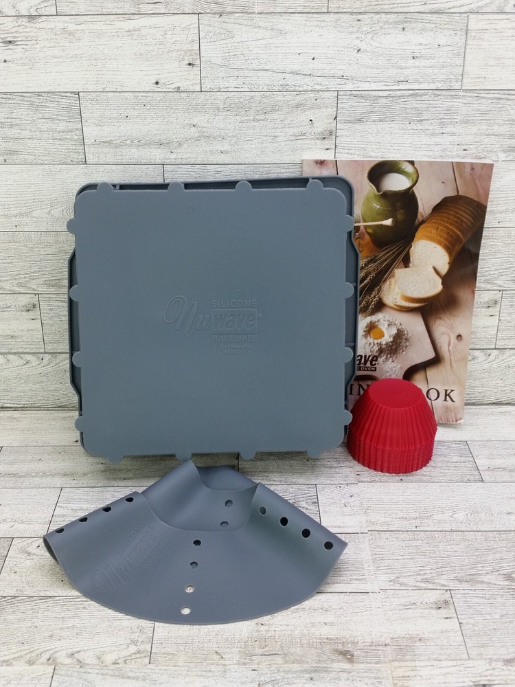 Nuwave Silicon Bakeware Set Bake Pan Divider Ring Cupcake Liners and Baking Book