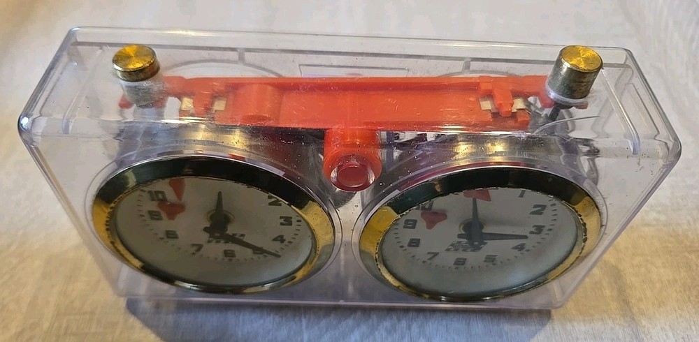 Vintage APFY ROLLAND Chess Clock Analog Mechanical Timer Clear Acrylic