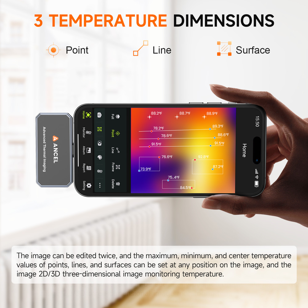 ANCEL 256x192 IR Thermal Imaging Camera for IOS Device 40mk Higher Sensitivity