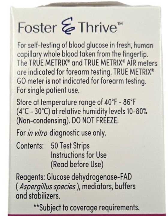F&T Glucose Test Strips True Metrix 50ct ( 2 pack ) 100 strips total ^