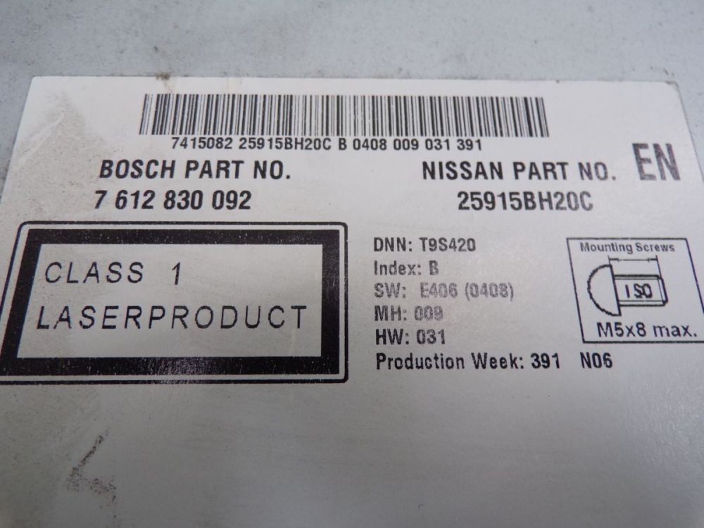 Radio/Cd-Changer Satnav MP3 Bluetooth Code Not Available! Fits Fo