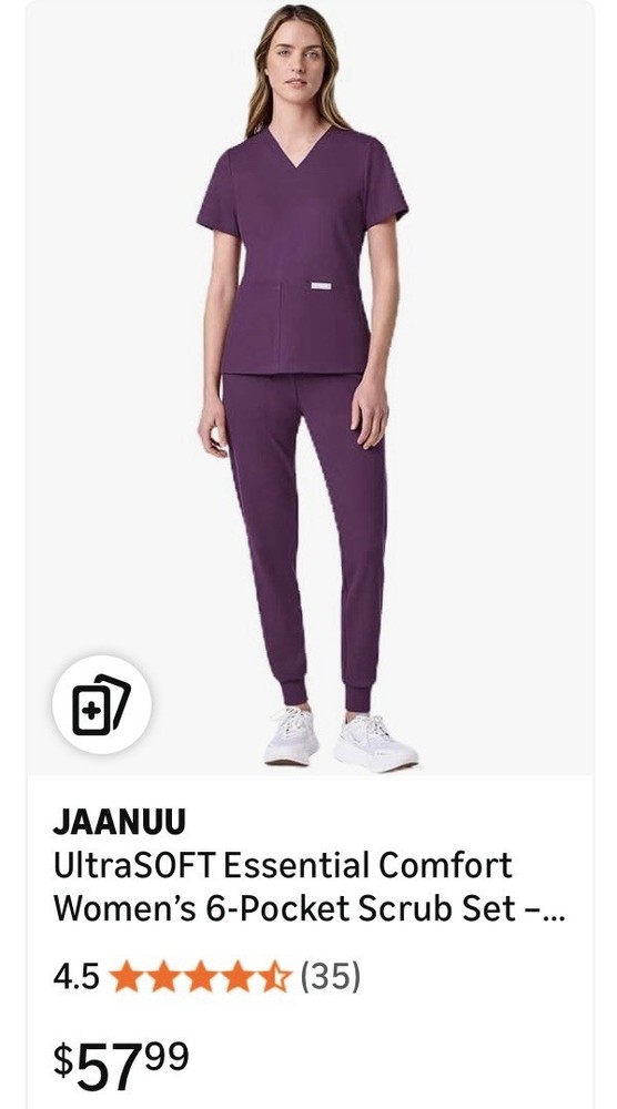 Jaanuu Women's Purple Scrub Set Size Large