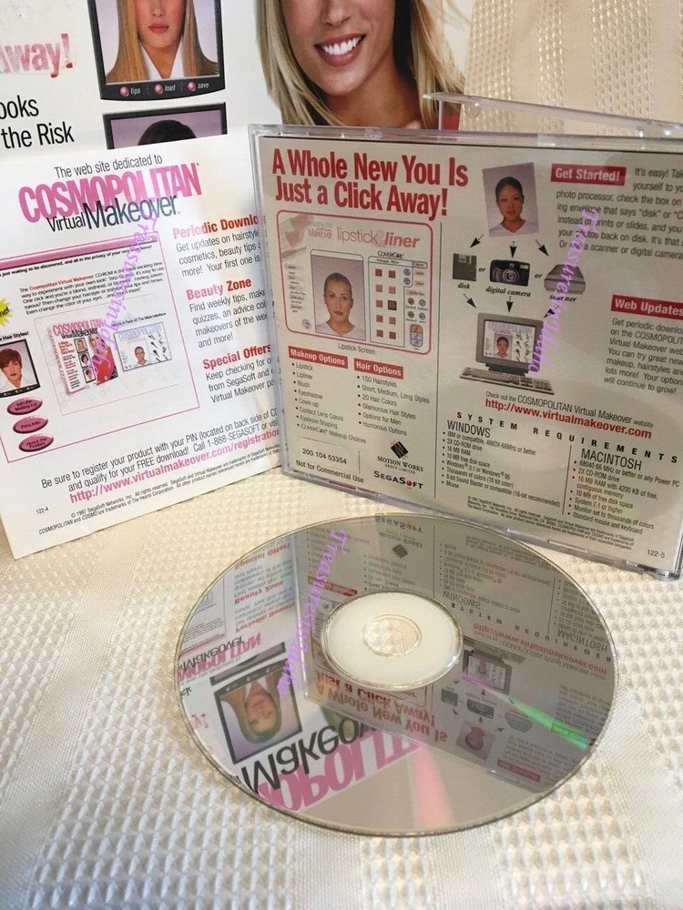 1997 Cosmopolitan Virtual Makeover Windows/Mac CD-Rom SegaSoft Networks, Inc.