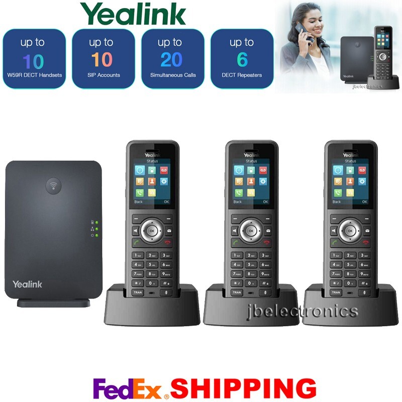 YEALINK W79P IP SIP DECT PHONE SYSTEM - 3 RUGGED IP67 CORDLESS HANDSETS