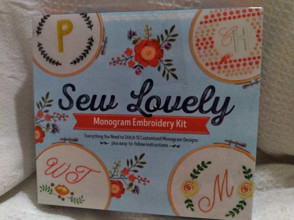 SEW LOVELY MONOGRAM EMBROIDERY KIT WITH 12 PATTERNS