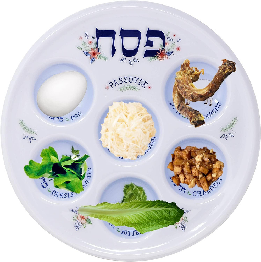 Passover Seder Plate Deluxe Quality Plastic 10" Disposable Plates (5-Pack)
