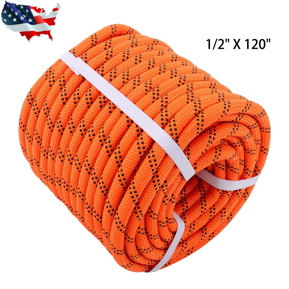1/2" × 120' 48 Strands Braid Polyester Arborist Bull Rope Pulling Rigging Line