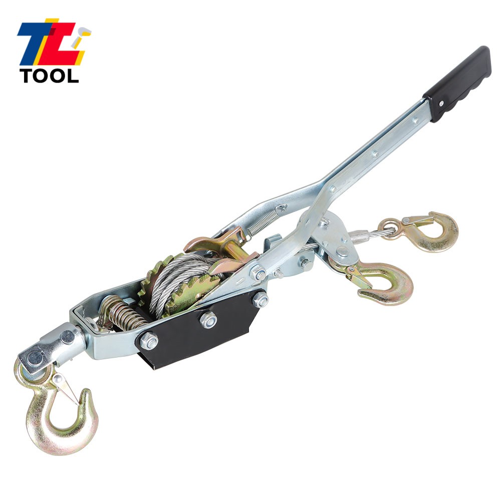 4 Ton Dual Gear Hand Power Puller Heavy Duty Power Cable Puller W/ 3 Hooks